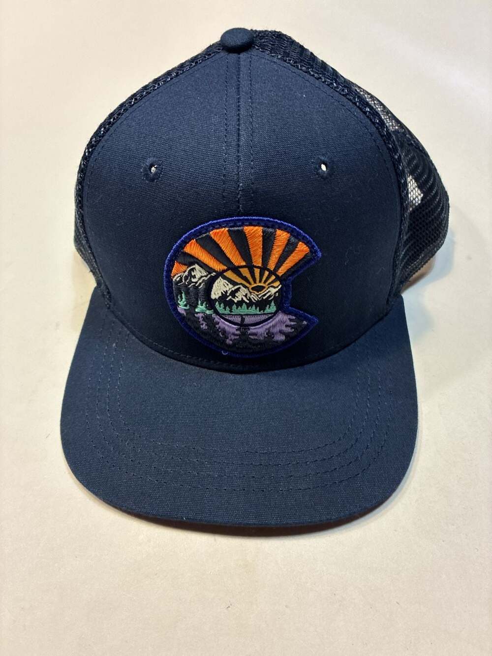 Aksels Colorado Sunset Mountain Logo Mesh Trucker Hat
